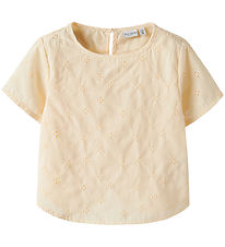 Name It Hemd k/ä - NkfVioleta - Buttercreme m. Strickerei Englis