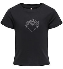 Kids Only T-Shirt - KogKira - Schwarz/Herz m. Glitzerstein