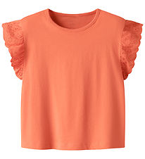 Name It T-Shirt – NkfHrejaline – Fresh Salmon m. Strickerei Angl