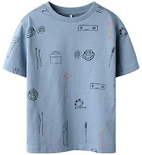 Name It T-shirt - NmmHuxi - Faded Denim w. Print