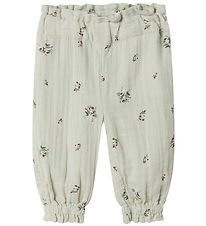 Name It Hosen - Musselin - NbfHikka - Aqua Grau m. Blumen