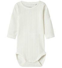 Name It Bodysuit l/s - NbfHappy - Cloud Dancer w. Pointelle