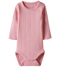 Name It Bodysuit l/s - NbfHappy - Cameo Pink w. Pointelle