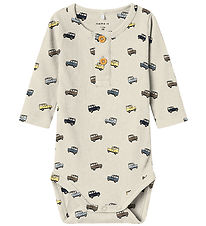 Name It Bodysuit l/s - Rib - NbmHukab - Peyote Melange w. Cars