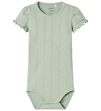 Name It Bodysuit s/s - NbfJsilke - Aqua Gray w. Pointelle