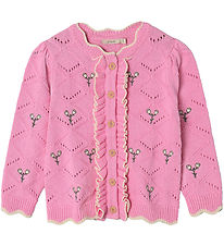 Flink Cardigan - Prjónað - Mela Flower - Begonia Bleikt