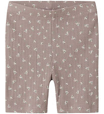 Name It Bicycle Shorts - Rib - NmfHoise - Purple Dove w. Flowers