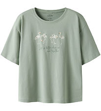 Name It T-Shirt - NkfVeen - Aqua Grau/Flamingo