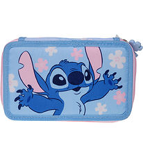 Disney Stitch Pencil Case w. Contents - Light Blue