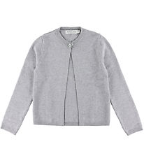 Hound Cardigan - Prjónað - One Hnappur - Light Grey Melansjerauð