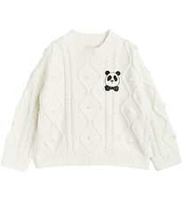 Mini Rodini Sweatshirt - Knitted - Panda - Offwhite