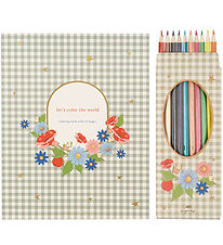 Konges Sløjd Colouring Pencils/Colouring Book - Green Tea Check