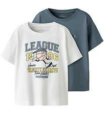 Name It T-shirt - NmmVictor - 2-Pack - Blue Mirage/Bright White