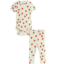 Mini Rodini Bodysuit - Bodysuit s/s/Leggings - Outlined - Offwhi