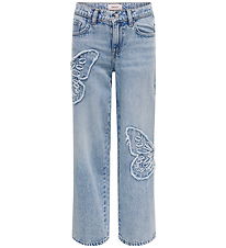 Kids Only Jeans - KogJenna - Bred - Light Blue m. Fjäril