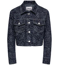 Kids Only Jeansjacke - KogGianna - Dark Blue Denim/Roses