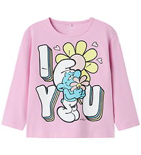 Name It Tröja - NmfFrida - Smurfar - Rosa Glasyr