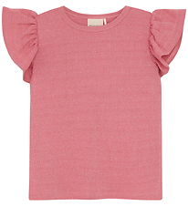 Minymo T-shirt - Rib - Glitter - Azalea Rosa