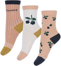 Liewood Strumpor - 3-pack - Silas - Berry/Pale Toscana