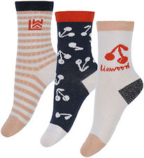 Liewood Strumpor - 3-pack - Silas - Cherry Blossom/Classic Navy