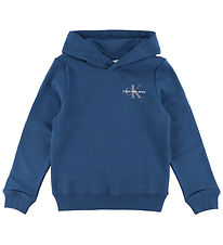 Calvin Klein Kapuzenpullover - Small Monogramm - Blue Jean