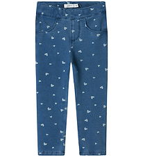 Name It Leggings - Noos - NmfSalli - Medium+ Blue Denim/Hearts