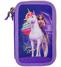 Unicorn Academy Pencil Case w. Contents - Purple/Glitter