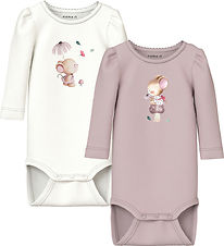 Name It Bodysuit l/s - NbfLotus - 2-Pack - Cloud Dancer/Burnishe