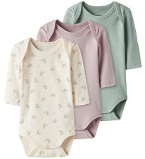 Name It Bodysuit - l/s - 3-Pack - Noos - NbfBody - Jet Stream/W/