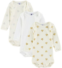 Petit Bateau Bodysuit l/s - 3-Pack - White
