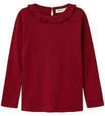 Lil' Atelier Bluse - Rib - NmfRachel - Rot Dahlia