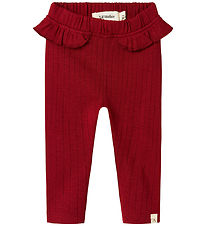 Lil' Atelier Leggings - Rib - NbfRachel - Rot Dahlia