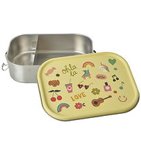 Rice Lunchbox - Stainless Steel - 2 Rum - Love Print - Light Yel