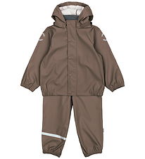 Mikk-Line Rainwear w. Suspenders - PU - Chocolate Chip
