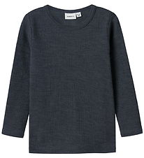 Name It Bluse - Wolle - Rib - Noos - NmnWax - Ombre Blue