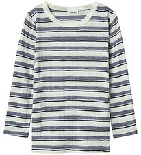 Name It Bluse - Wolle - Noos - NmmWang - Folkstone Grey/Snow Whi