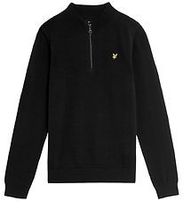 Lyle & Scott Genser - Strikk - Kvart glidelås - Jet Black