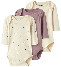Name It Bodysuit l/s - 3-Pack - NbfBody - Summer Sand