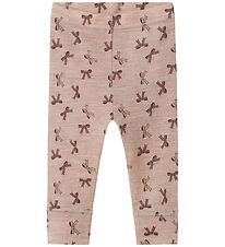Name It Leggings - Ull - NbfWang - Shadow Grå/Rosetter