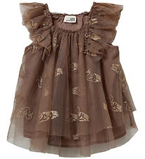 Sofie Schnoor Klänning - Blommorb - Brown m. Glitter