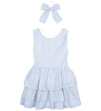 The New Dress/Hair Tie - TnNalani - White Swan Striped w. Glim
