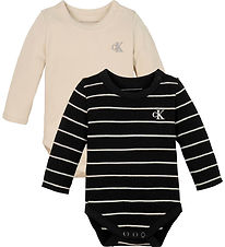 Calvin Klein Bodysuit l/s - Rib - 2-Pack - Ck Black/White Cap