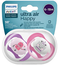 Philips Avent Pacifiers - 2-Pack - Uktra Air - Pink/Purple w. Ro