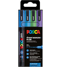 Posca Markers - PC-3M - 4 pcs - Blue/Green/Purple w. Glitter