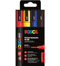 Posca Markers - PC-5M - 4 pcs - Red/Yellow/Blue/Black