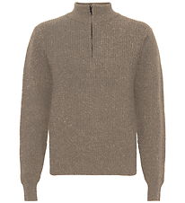 Grunt Bluse - Halber Reißverschluss - Strick - GrTone - Nature M