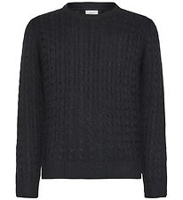 Grunt Bluse - Strick - Grün - Black Melange