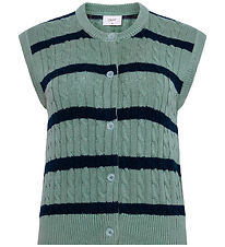Grunt Waistcoat - Knitted - GrLine - Dust Green/Navy