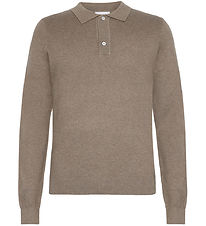 Grunt Bluse - Polo Strick - GrHam - Nature Melange