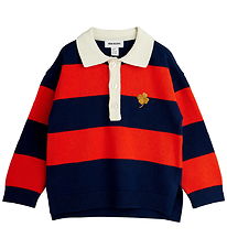 Mini Rodini Sweatshirt - Knitted - Rugby - Red/Blue/White